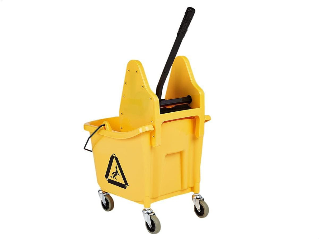 Rectangular Mop Bucket with Down Press Wringer Combo, 35-Quart, Yellow W891