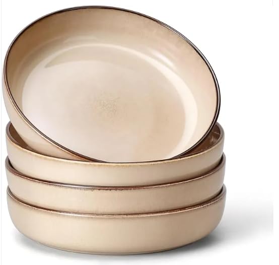 Sandy Beige Ceramic Pasta Bowls Set of 4 R1397