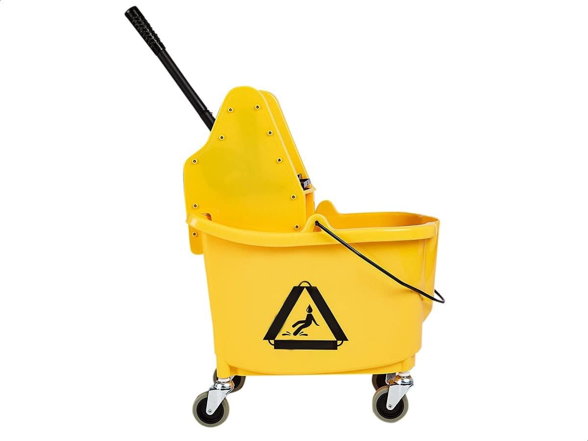 Rectangular Mop Bucket with Down Press Wringer Combo, 35-Quart, Yellow W891