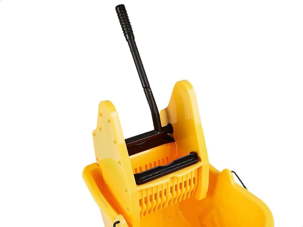 Rectangular Mop Bucket with Down Press Wringer Combo, 35-Quart, Yellow W891