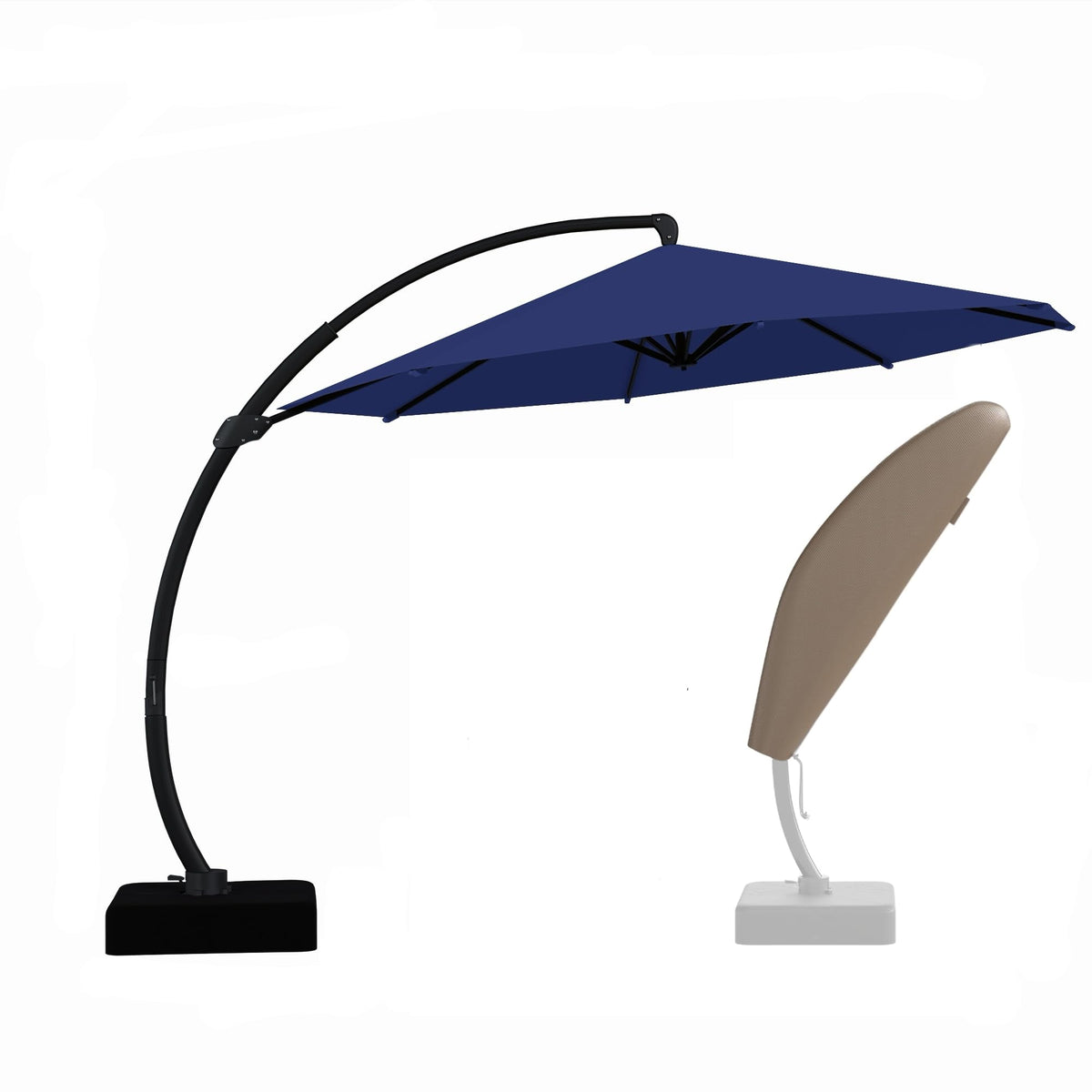 12ft Cantilever Patio Umbrella with Base and Cover A2699