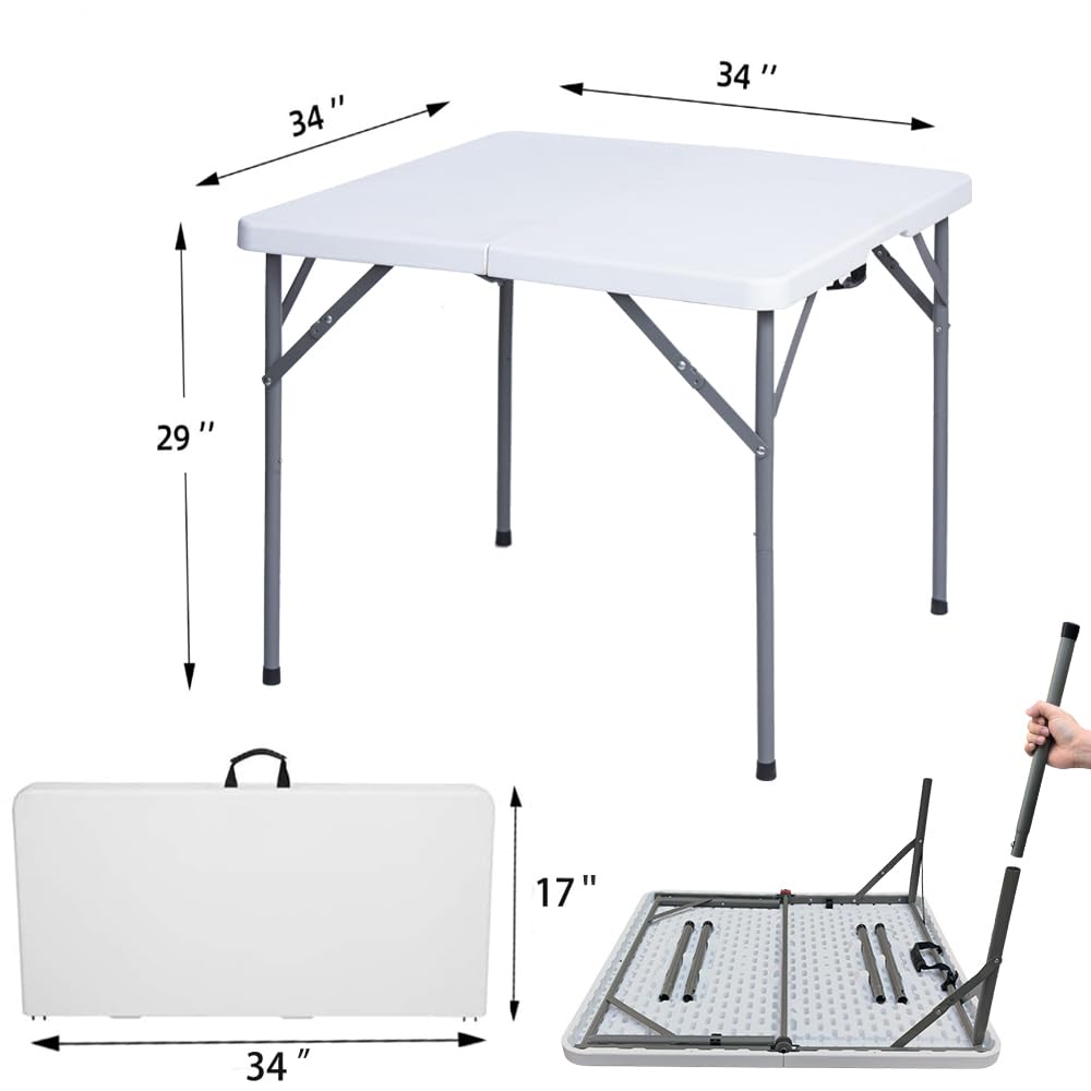 34" Square Folding Card Table White D804092