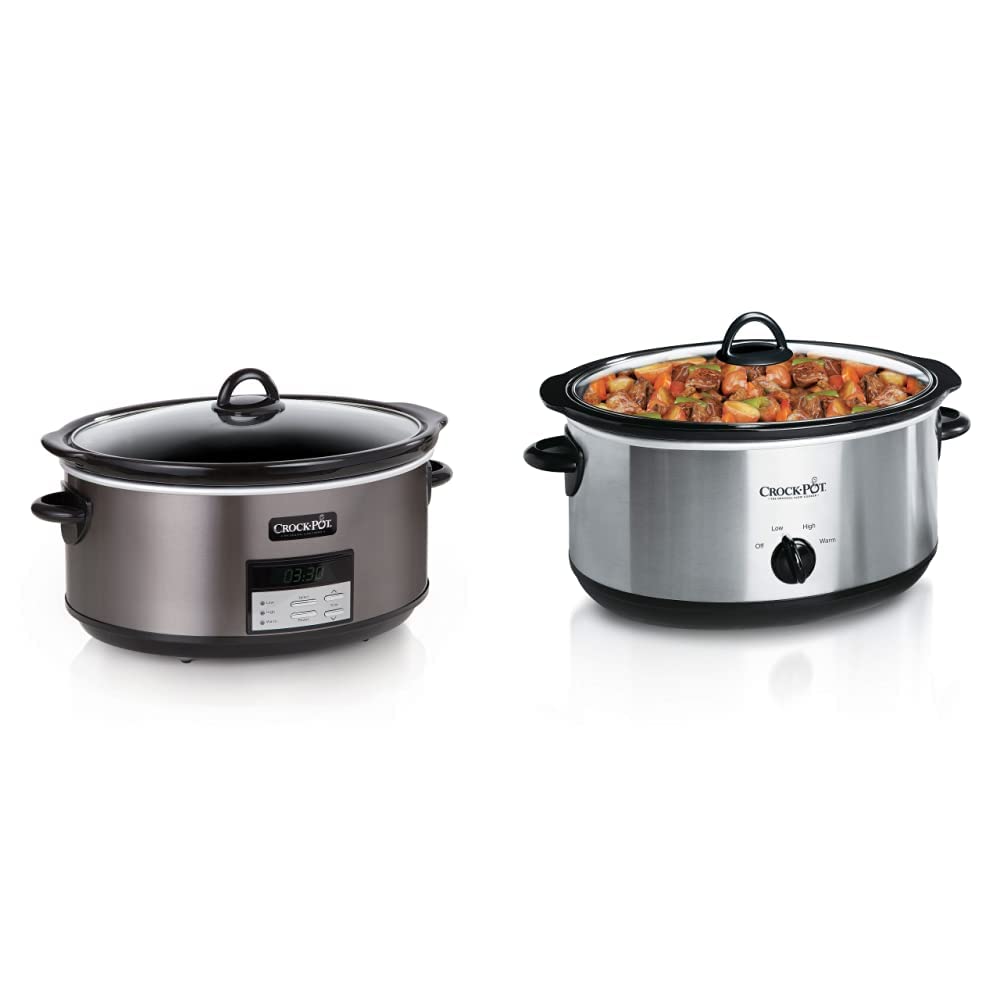 8 Quart Programmable Slow Cooker + 7 Quart Oval Manual Slow Cooker, Stainless Steel A789218