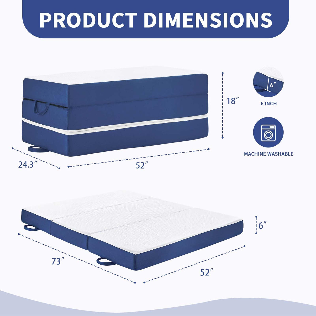 Foldable 6" Trifold Mattress Full Size H943