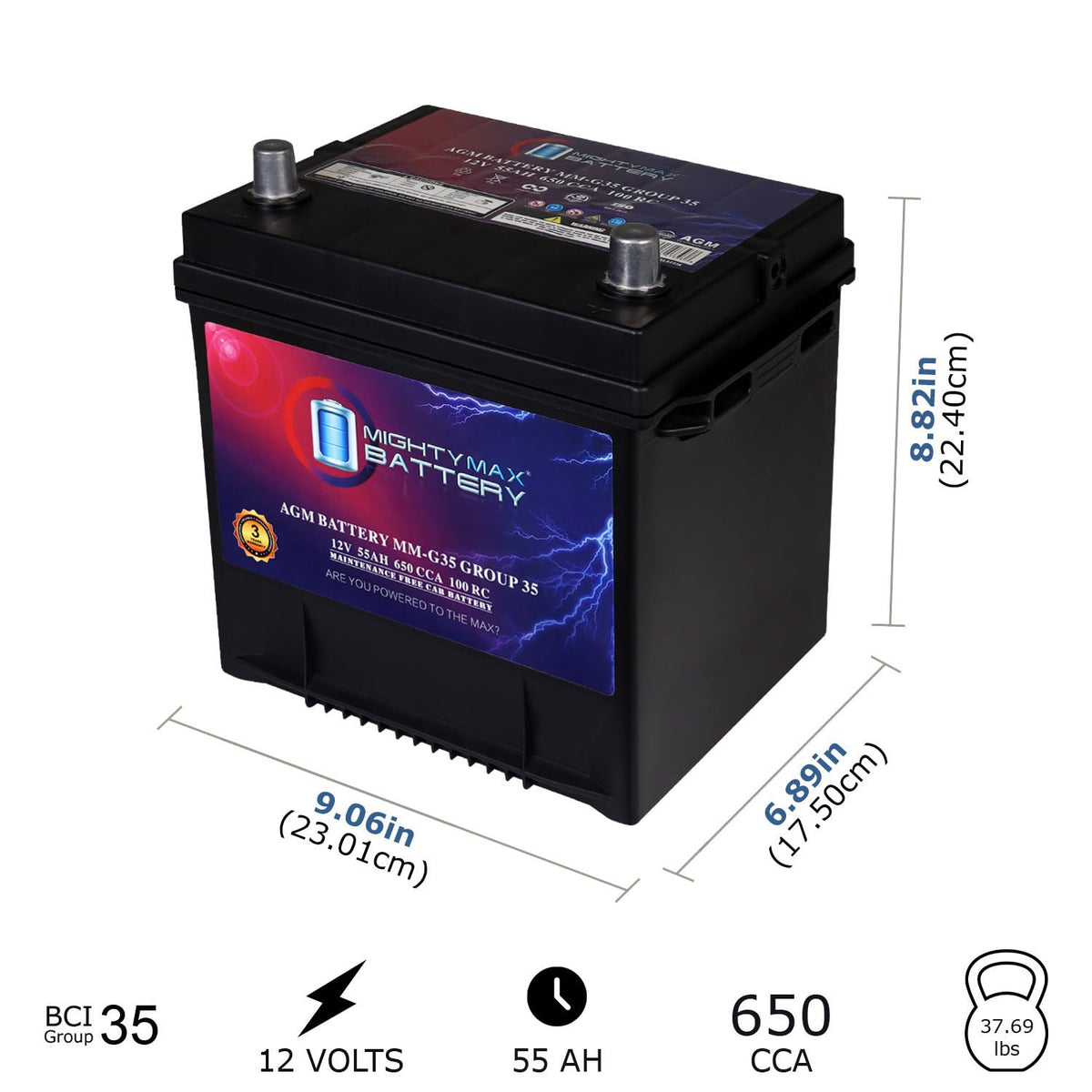 12V 55Ah AGM Replacement Battery G3559