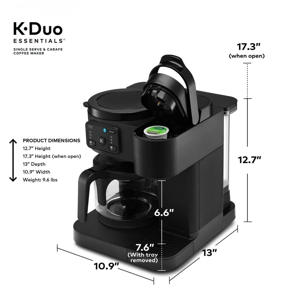 Single-Serve Pod Coffee Maker & Carafe, 72 Oz Reservoir, Black X8221