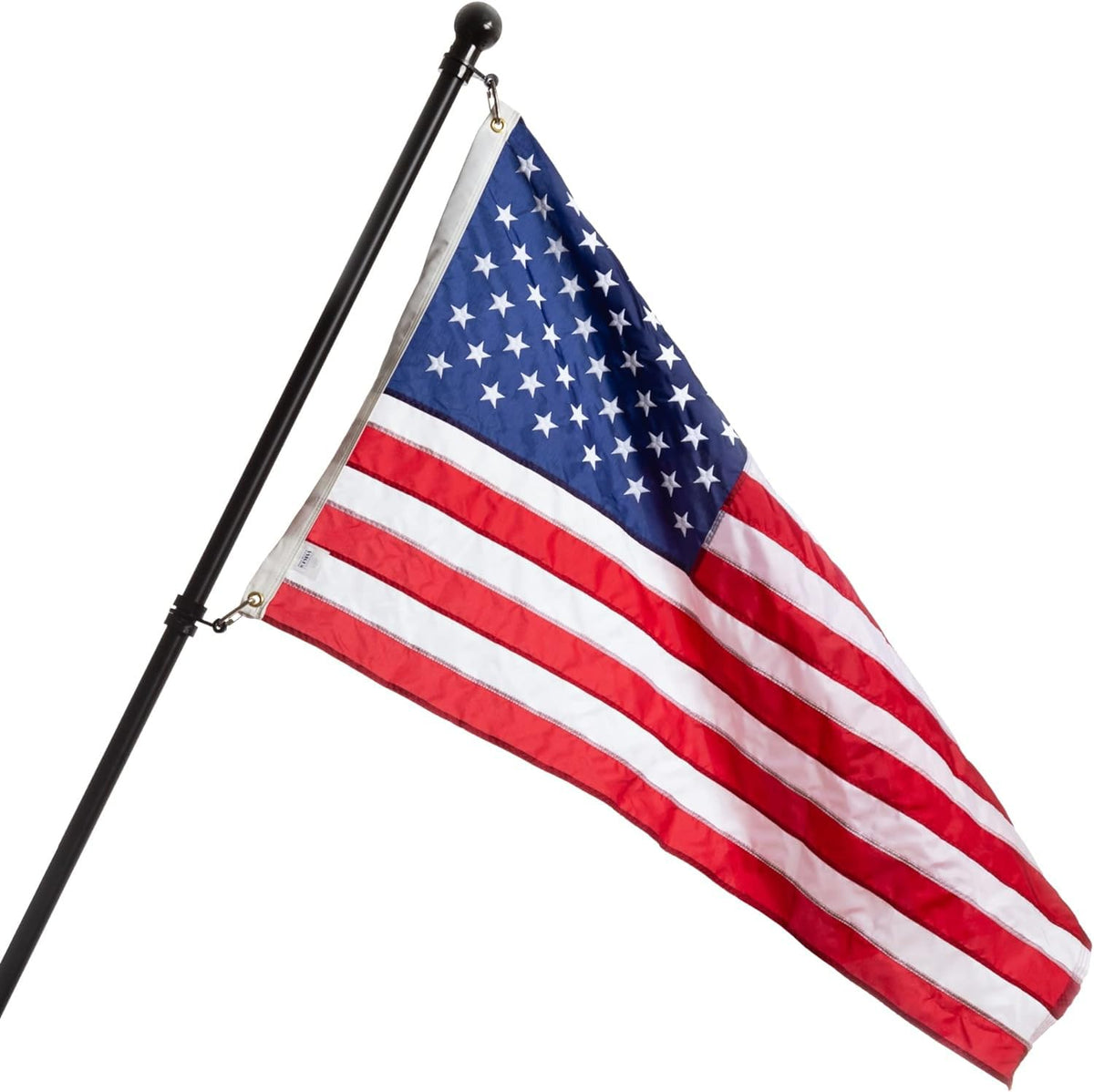 6' Black Aluminum Flagpole with American Flag and Mounting Bracket B2206