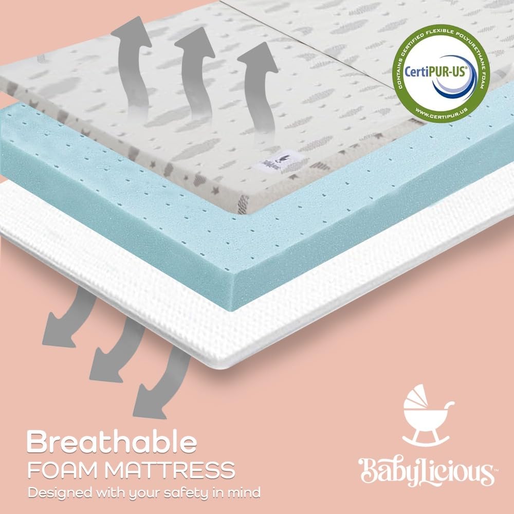 Pack and Play Mattress Topper 38" x 26" Trifold Soft Foam N343