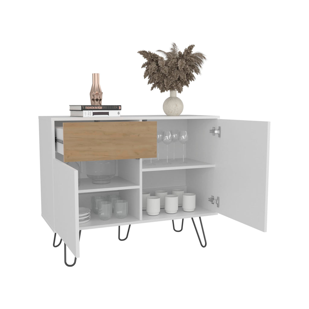 39" Wide Console Table with Two Cabinets, One Drawer and Four Shelves V433