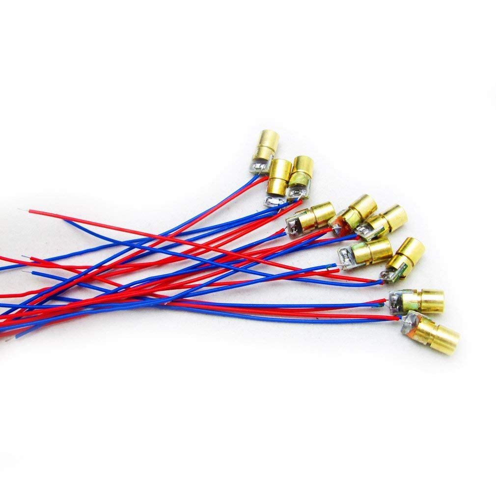 10pcs 5V 650nm 5mW Red Dot Laser Head 6mm W312860