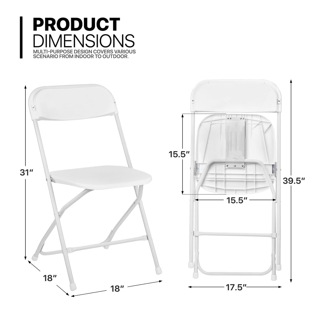 White Set of 10 Stackable Plastic Folding Chairs F409602
