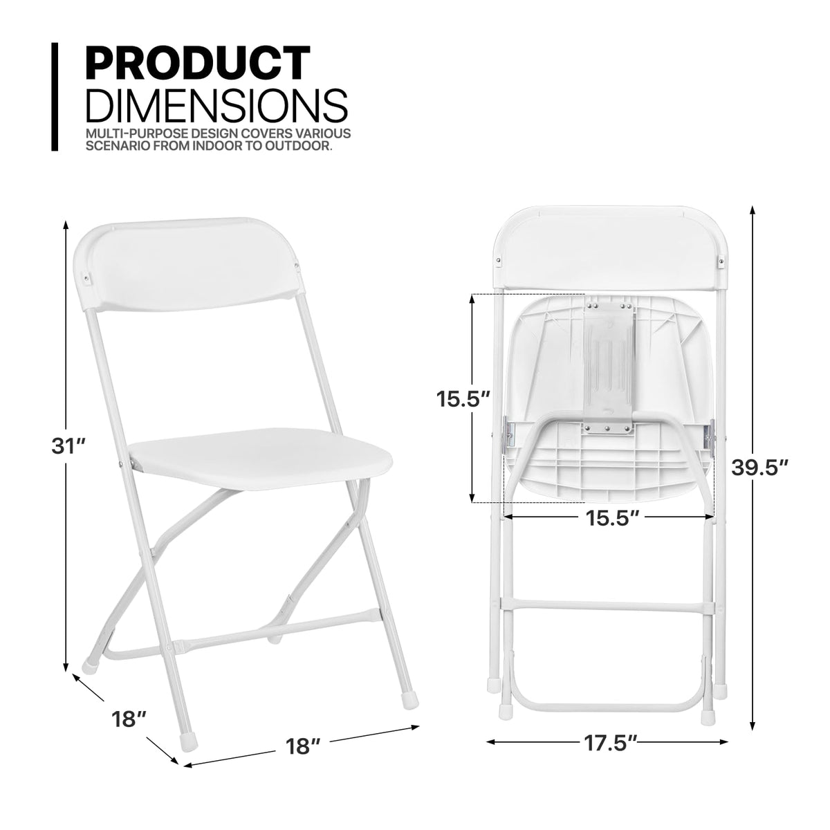 White Set of 10 Stackable Plastic Folding Chairs F409602