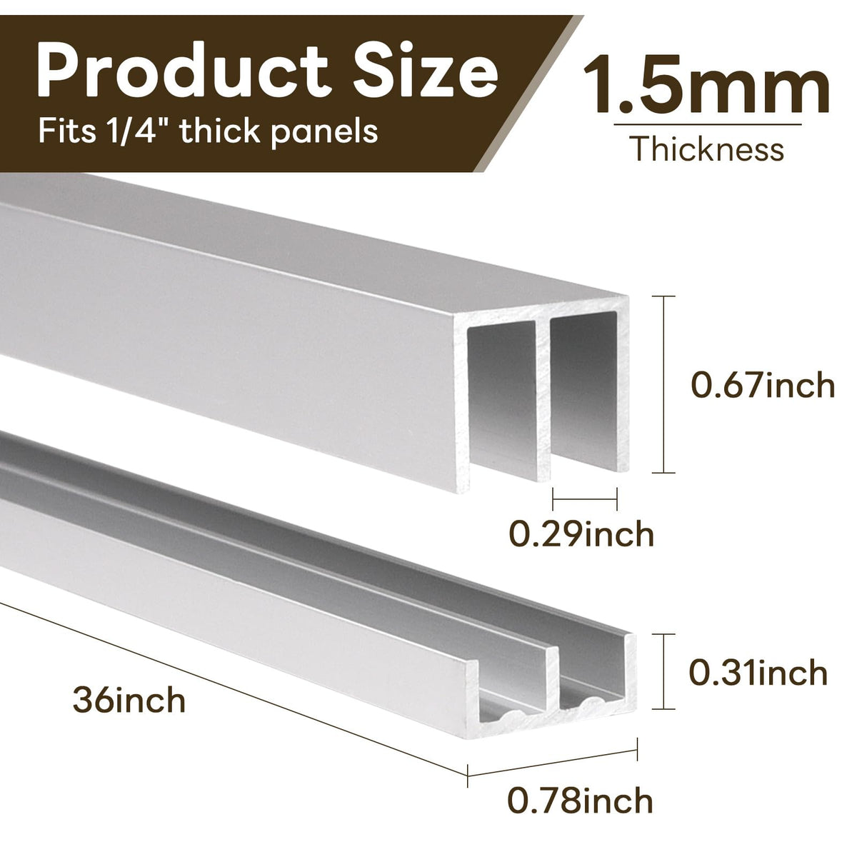 Aluminum Sliding Door Track Set 36 x 0.79 inches P7856