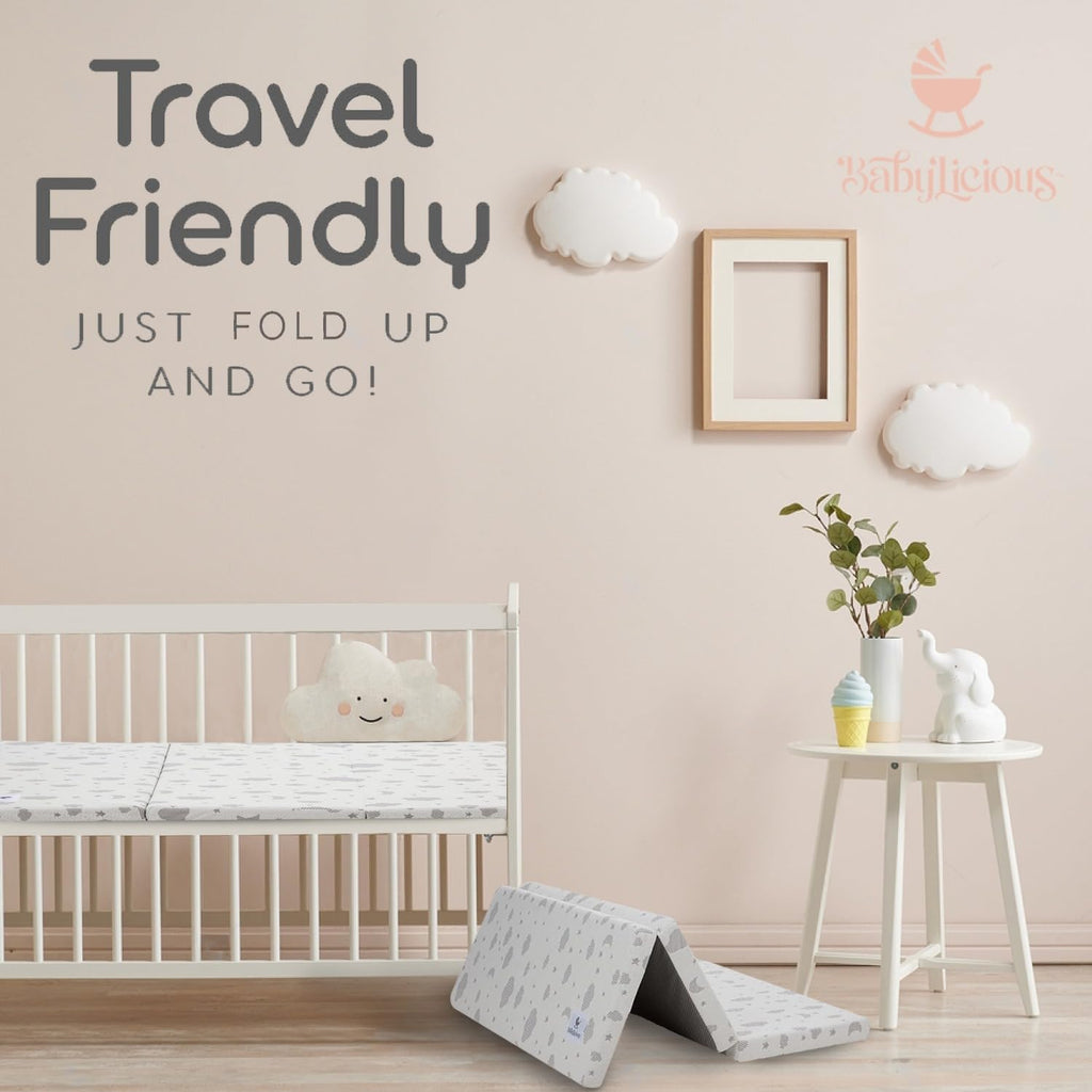 Pack and Play Mattress Topper 38" x 26" Trifold Soft Foam N343
