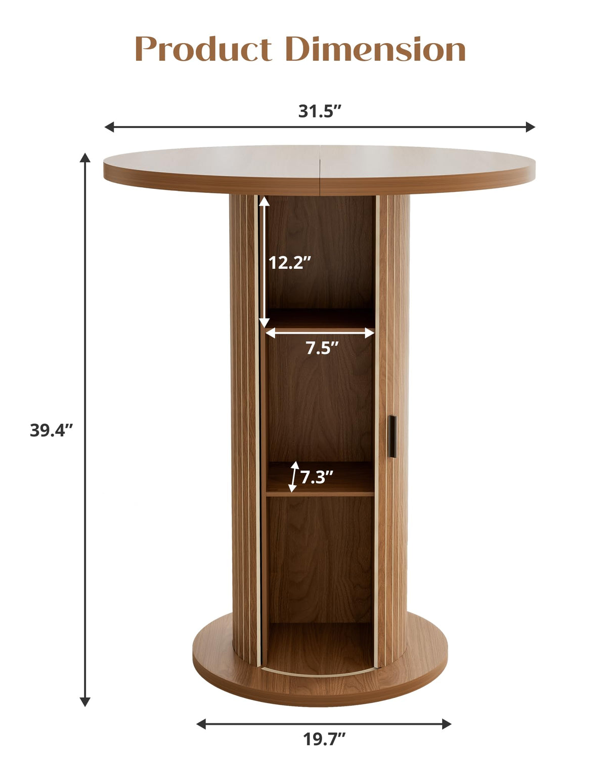 Round Bar Table with Storage and Sliding Door C5632