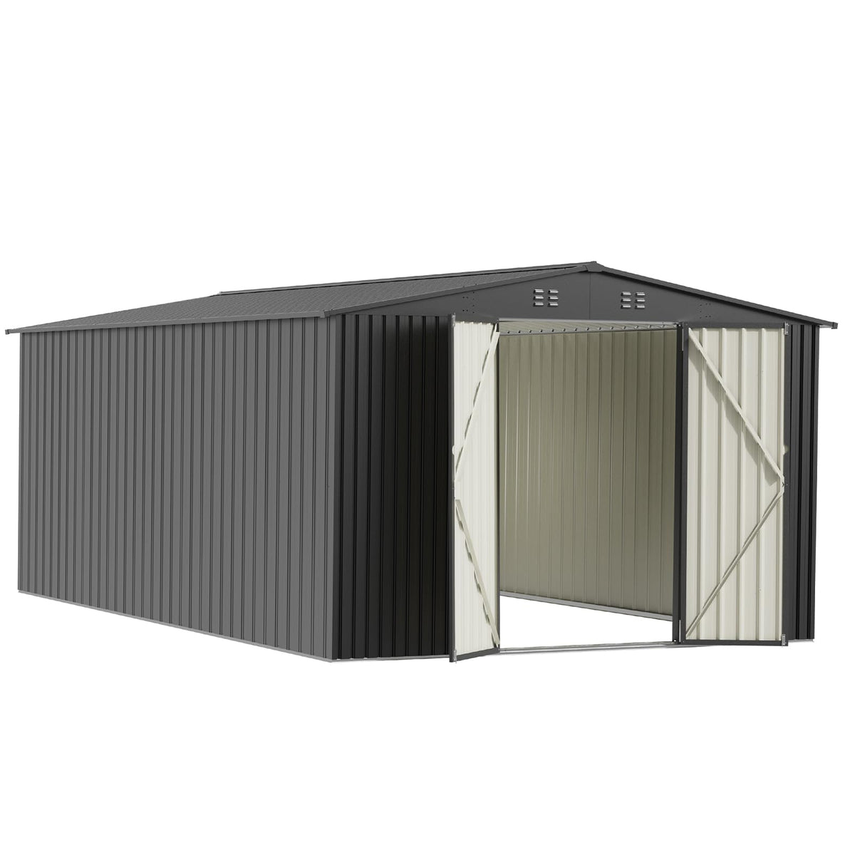 10X14 FT Metal Outdoor Storage Shed with Lockable Doors W4997