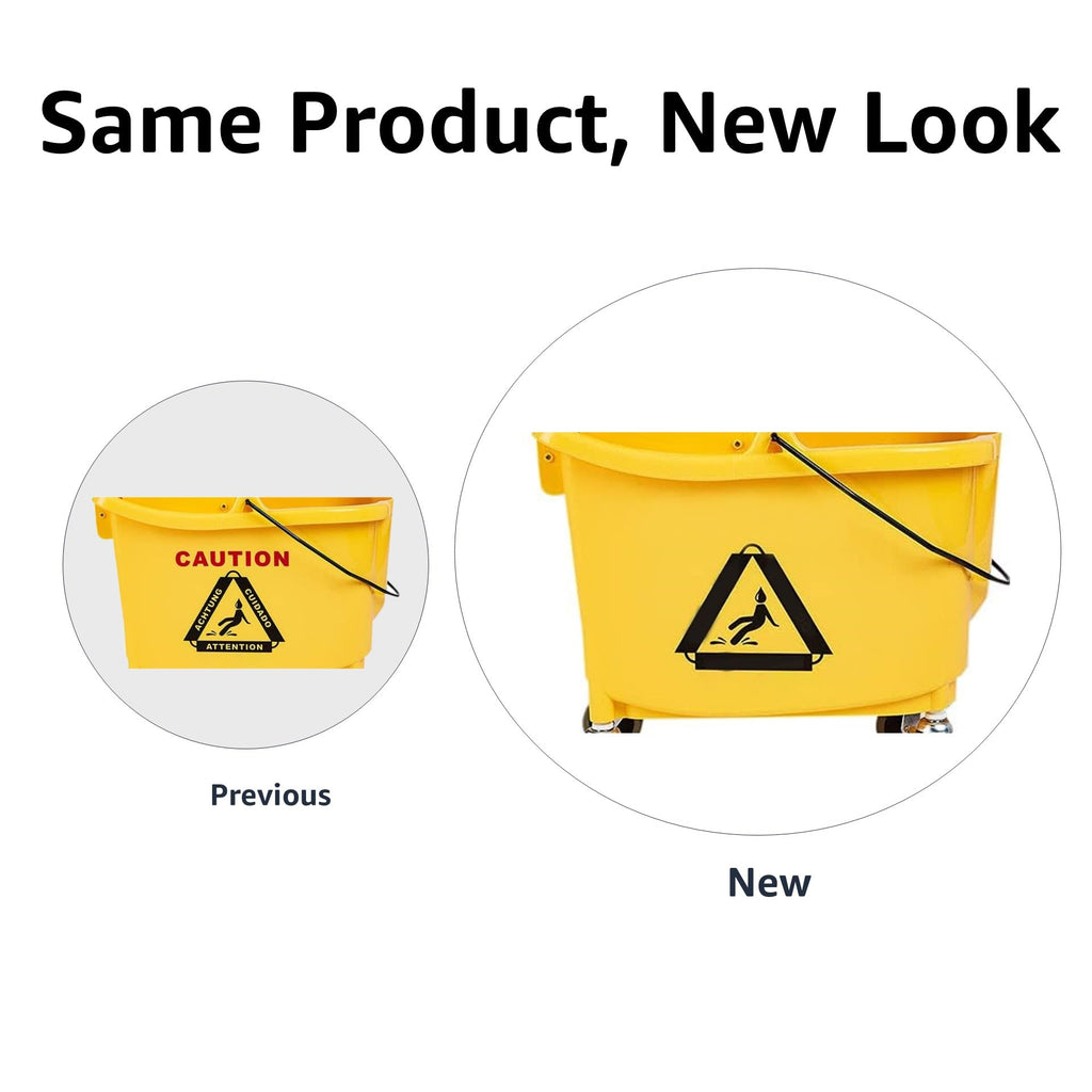 Rectangular Mop Bucket with Down Press Wringer Combo, 35-Quart, Yellow W891