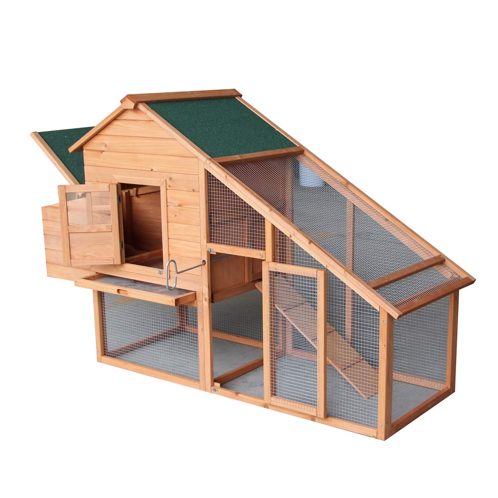Wooden Chicken Coop with Waterproof Roof and Nesting Box D689