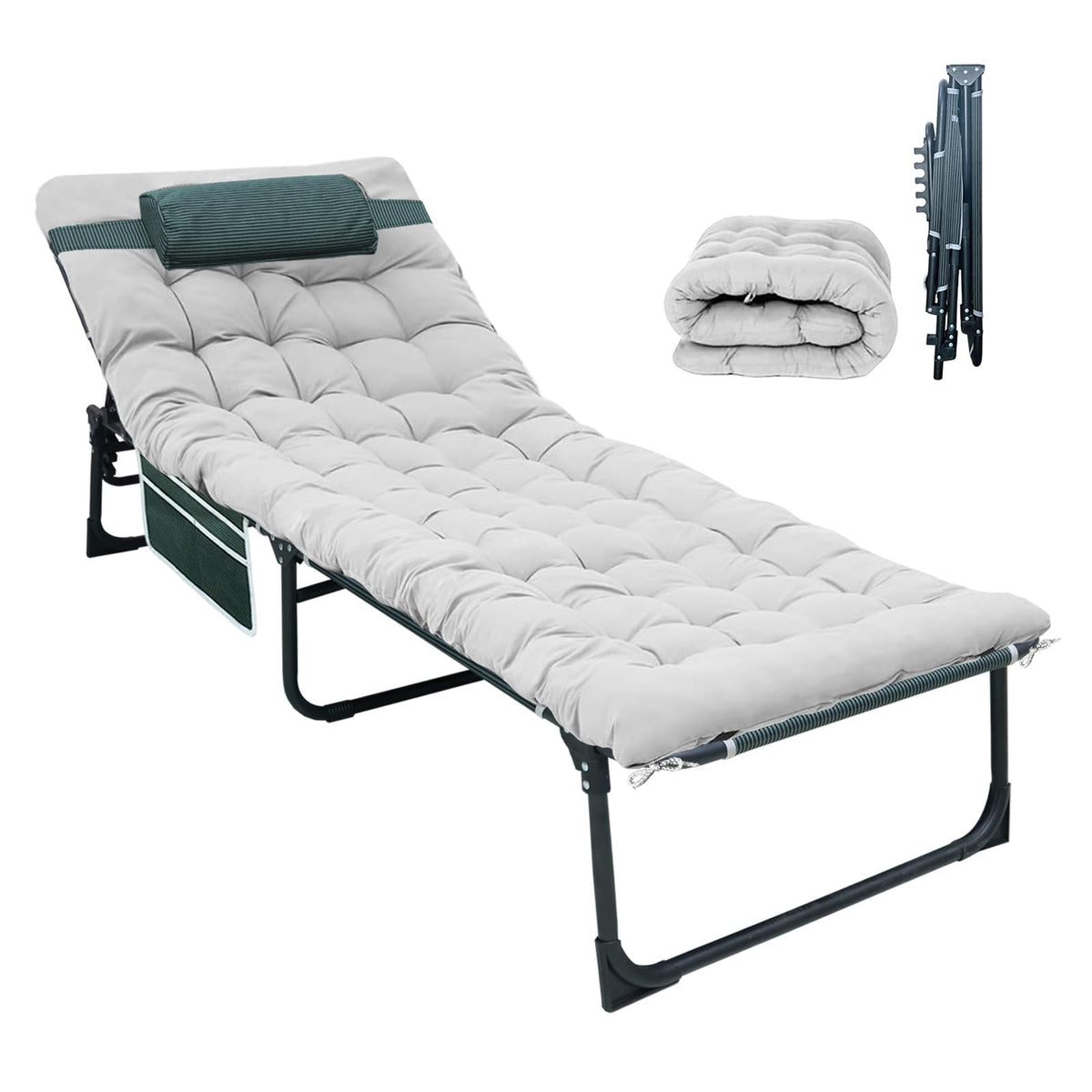 Folding Camping Cot with Mattress and Pillow J1546