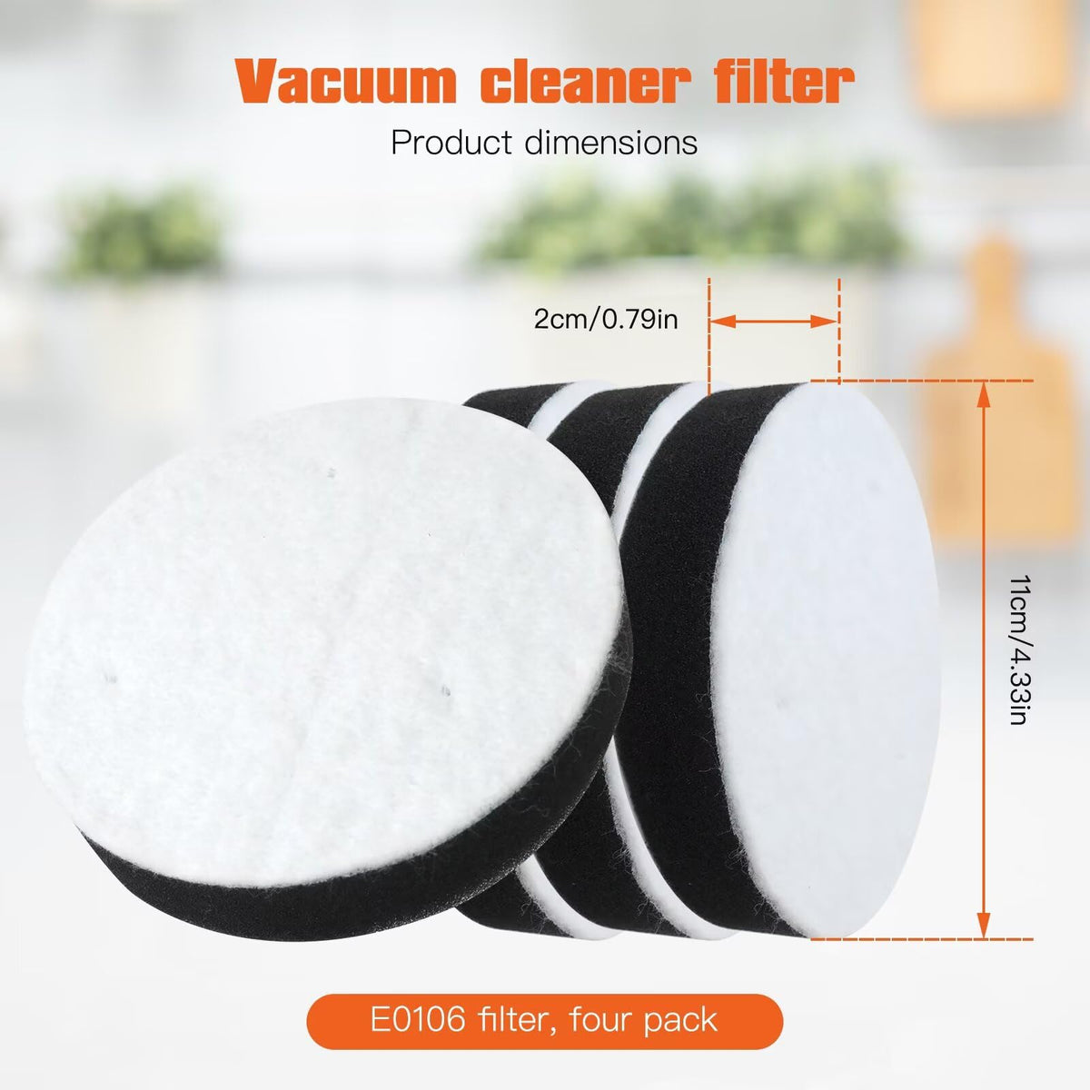 4 Pack Replacement Filter for Bagless Upright Vacuum U40660