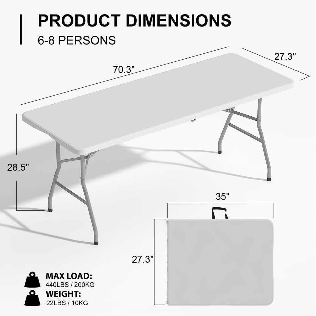 White 6FT Folding Table Z275