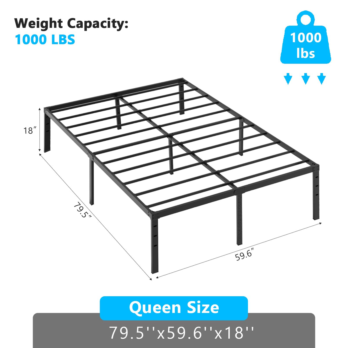 18 Inch Metal Queen Bed Frame O32655