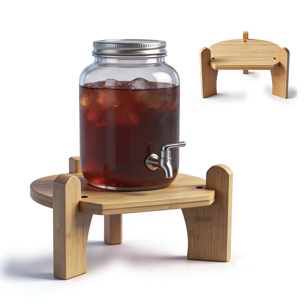 Beverage Dispenser with Bamboo Stand Y725291