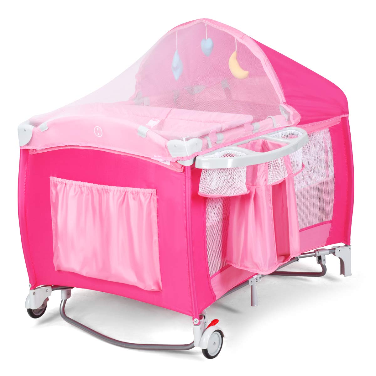 4 in 1 Pink Pack and Play with Bassinet U80049