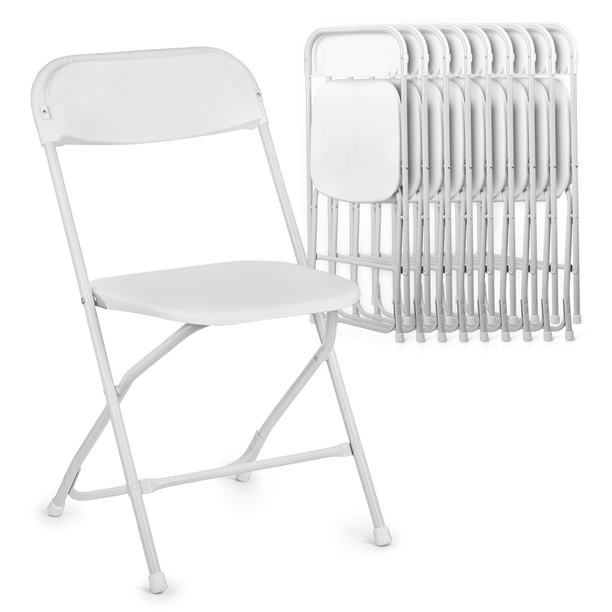 White Set of 10 Stackable Plastic Folding Chairs F409602