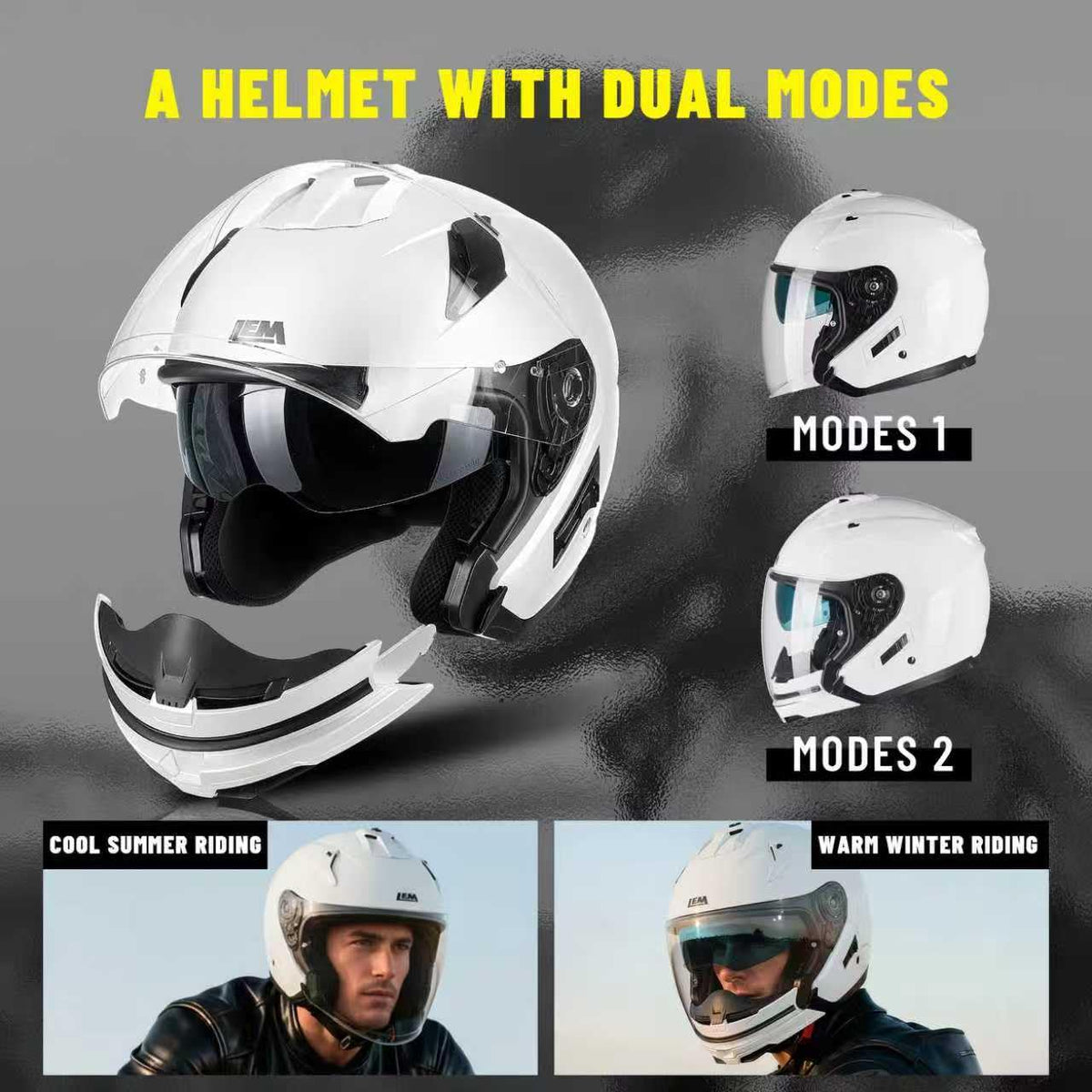 White Medium Full Face Motorcycle Helmets F99427