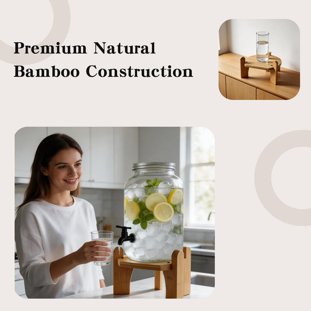 Beverage Dispenser with Bamboo Stand Y725291