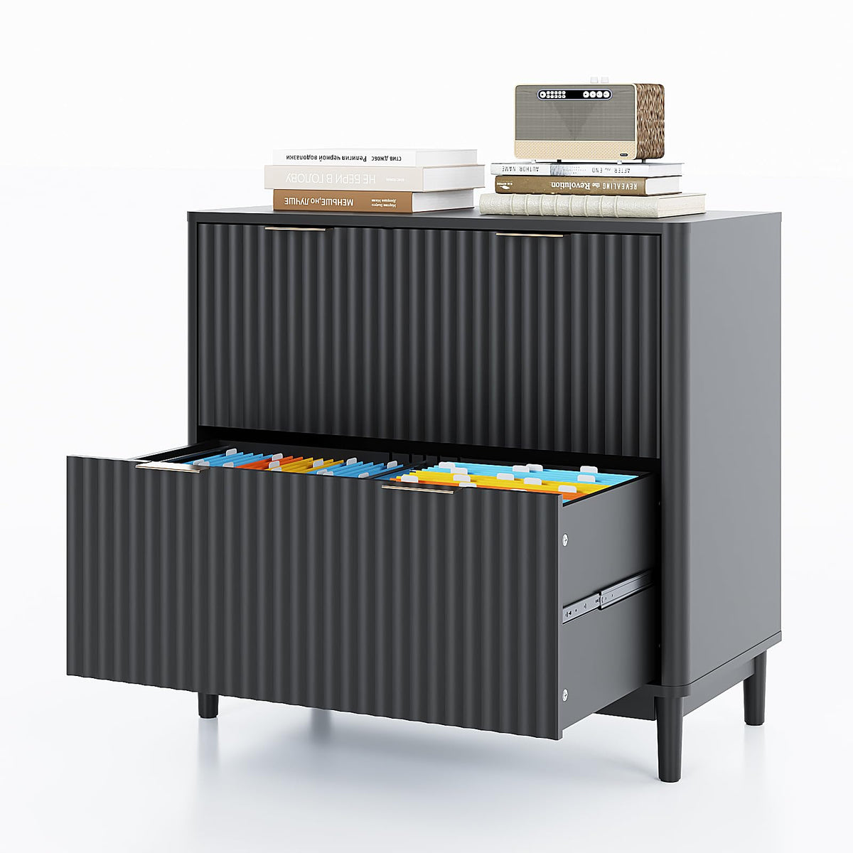 Black 2 Drawer Wood File Cabinet M160859