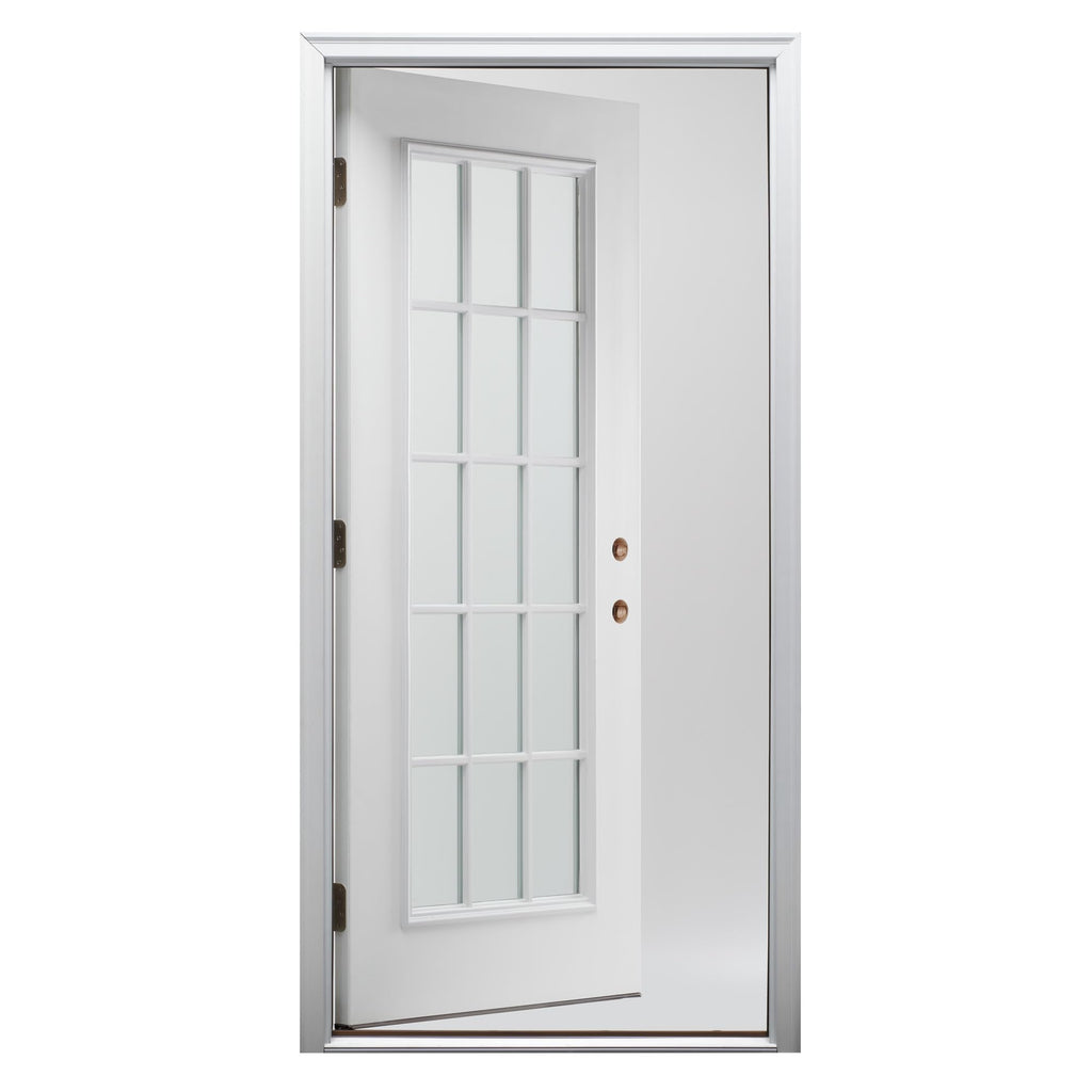 Fiberglass Smooth Primed Left Hand In-Swing Prehung Front Door 15 Lite Clear Glass 36" x 80" P261311