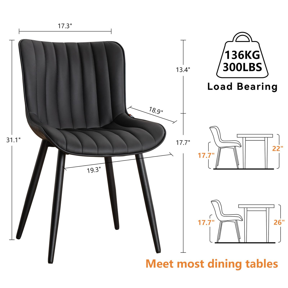 Black Dining Chairs Set of 2 J471