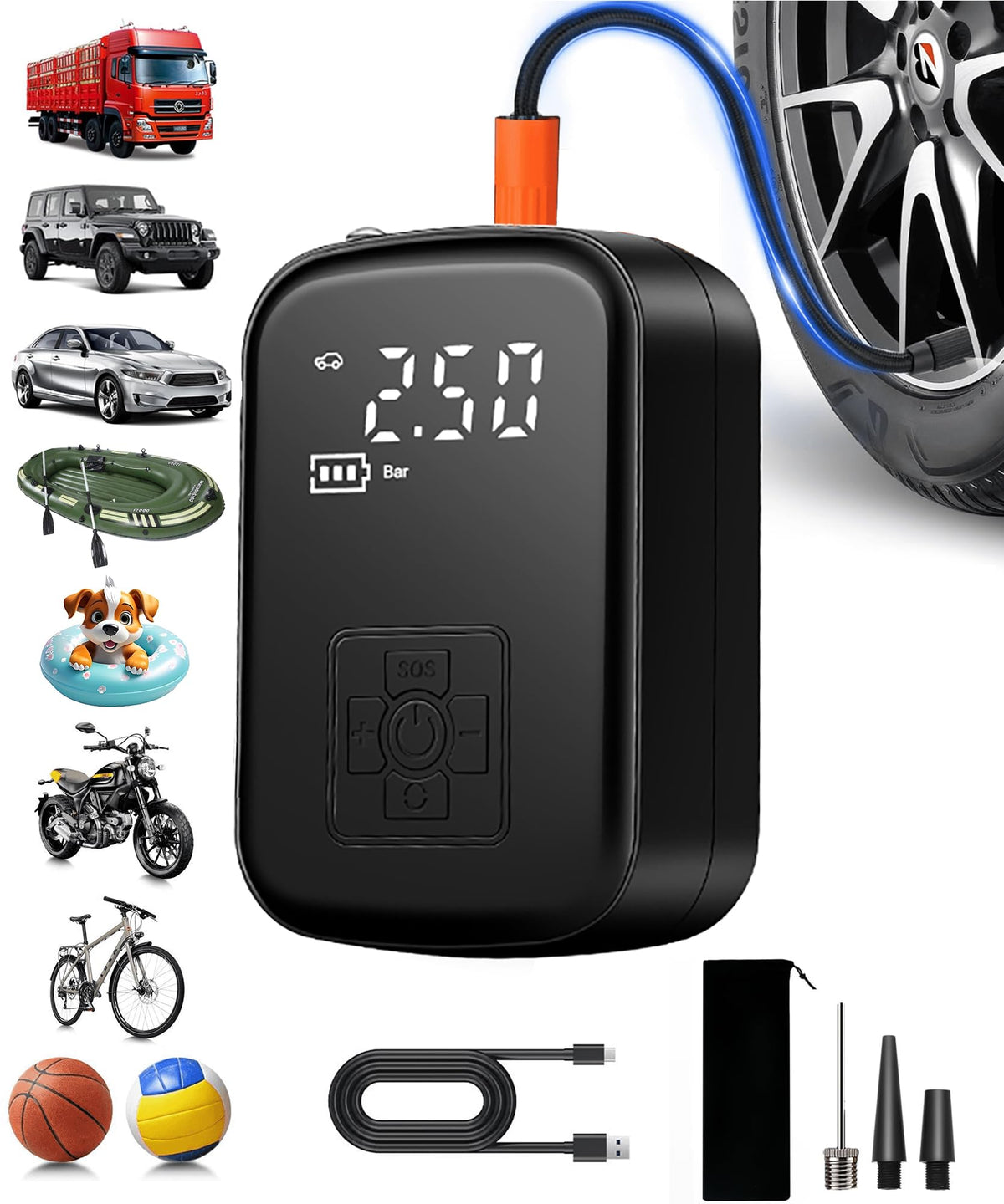 150 PSI Portable Air Compressor Tire Inflator with Pressure Gauge R20201