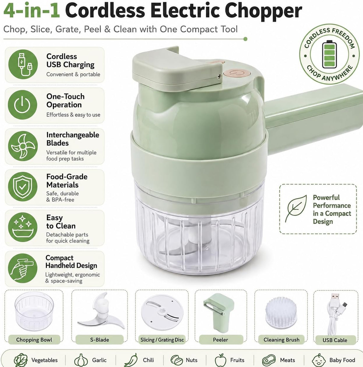 4 in 1 Handheld Electric Vegetable Chopper M89211