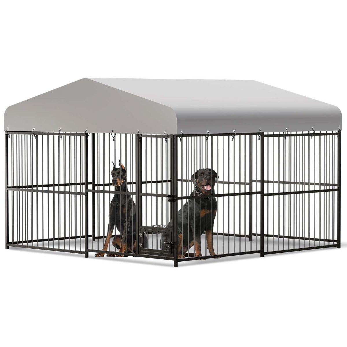 10x10x6 FT Heavy-Duty Metal Dog Kennel with Cover U7814