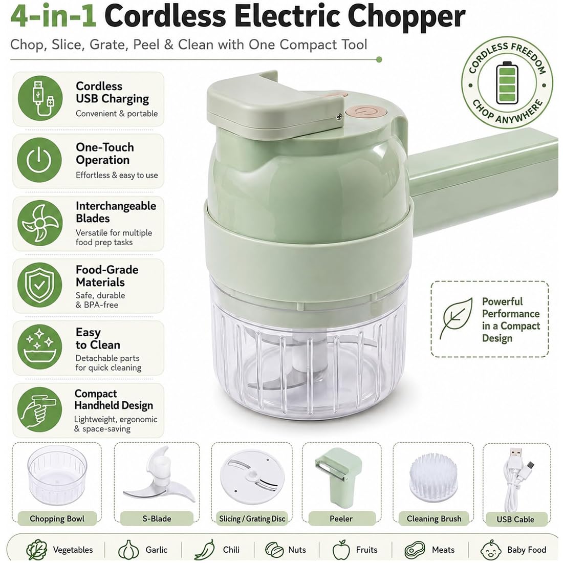 4 in 1 Handheld Electric Vegetable Chopper M89211