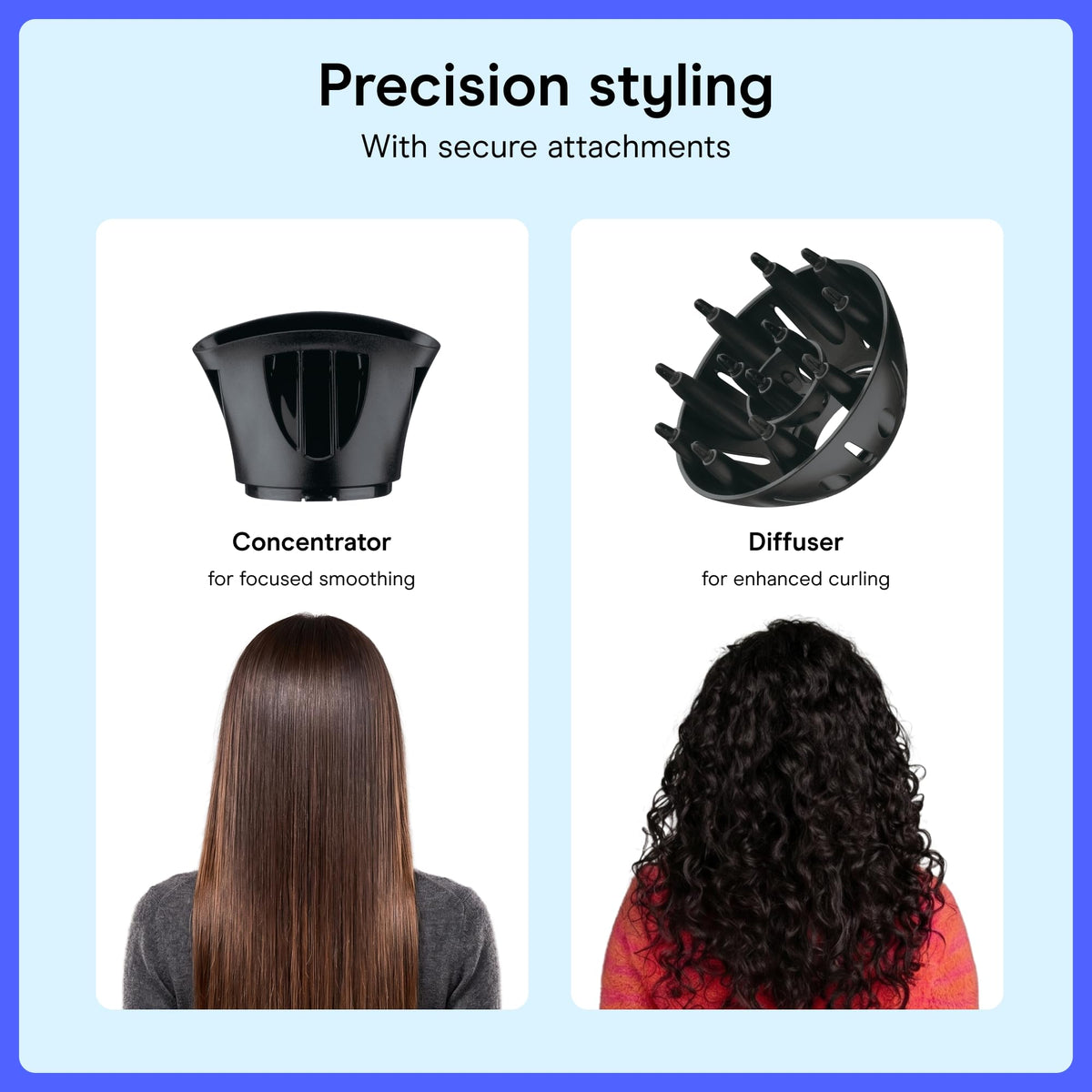 Lightweight 1875W Hair Dryer with Diffuser & Concentrator Attachments X6610