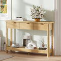 47.2" Narrow Console Table with 3 Drawers & Charging Station, Oak X212301