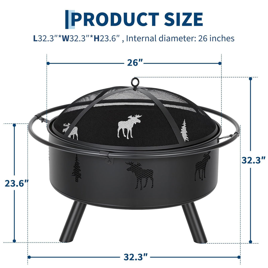 32" Round Wood Burning Fire Pit Z409152