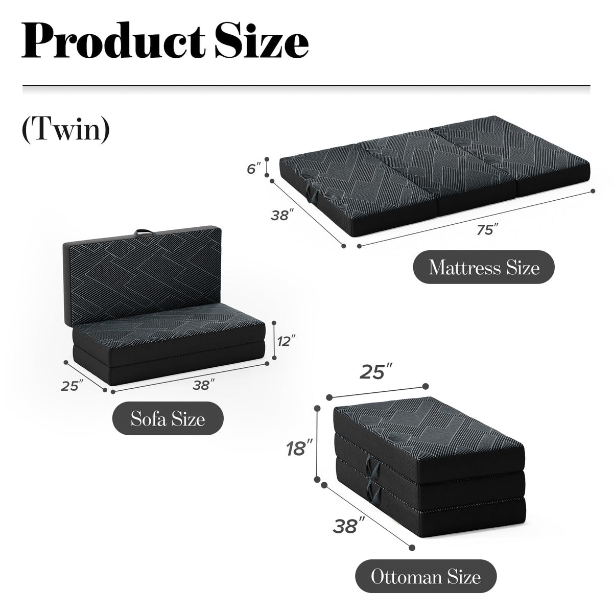 Folding Mattress Twin Size 6 Inch C458