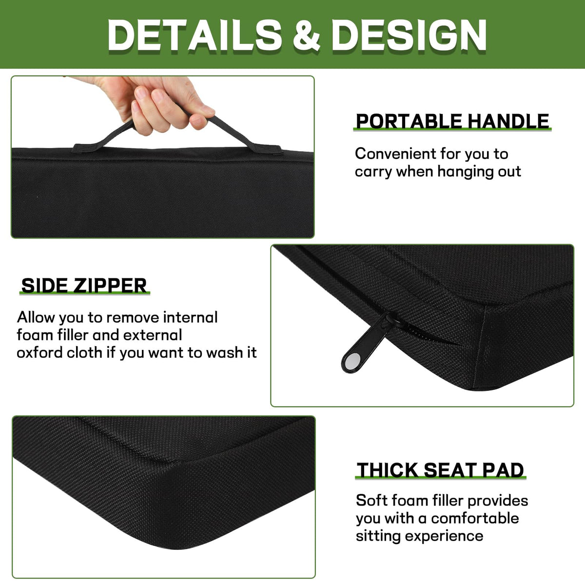 4 Pack Waterproof Oxford Fabric Bleacher Seat Cushions G91811