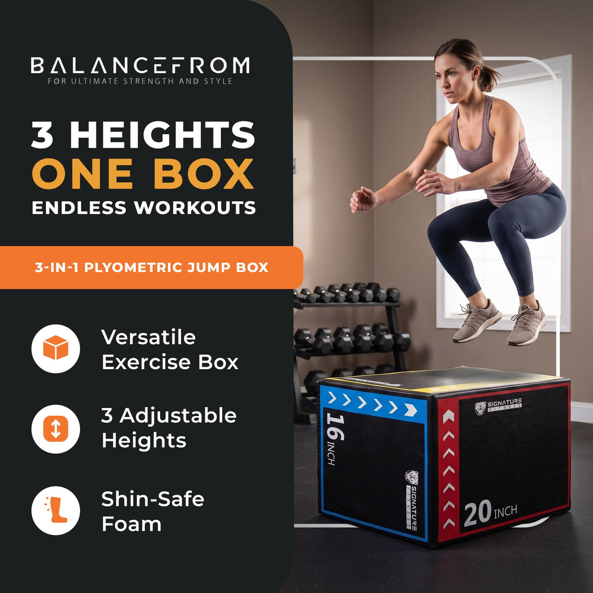 3-in-1 Foam Plyometric Jump Box with Non-Slip Surface H538