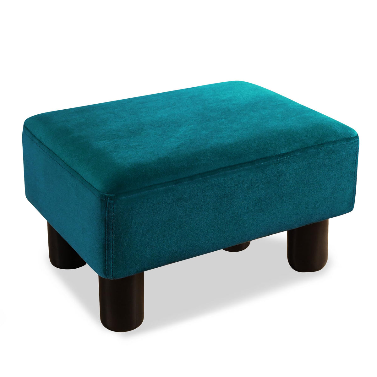 Small Teal Velvet Rectangle Foot Stool Ottoman T6711