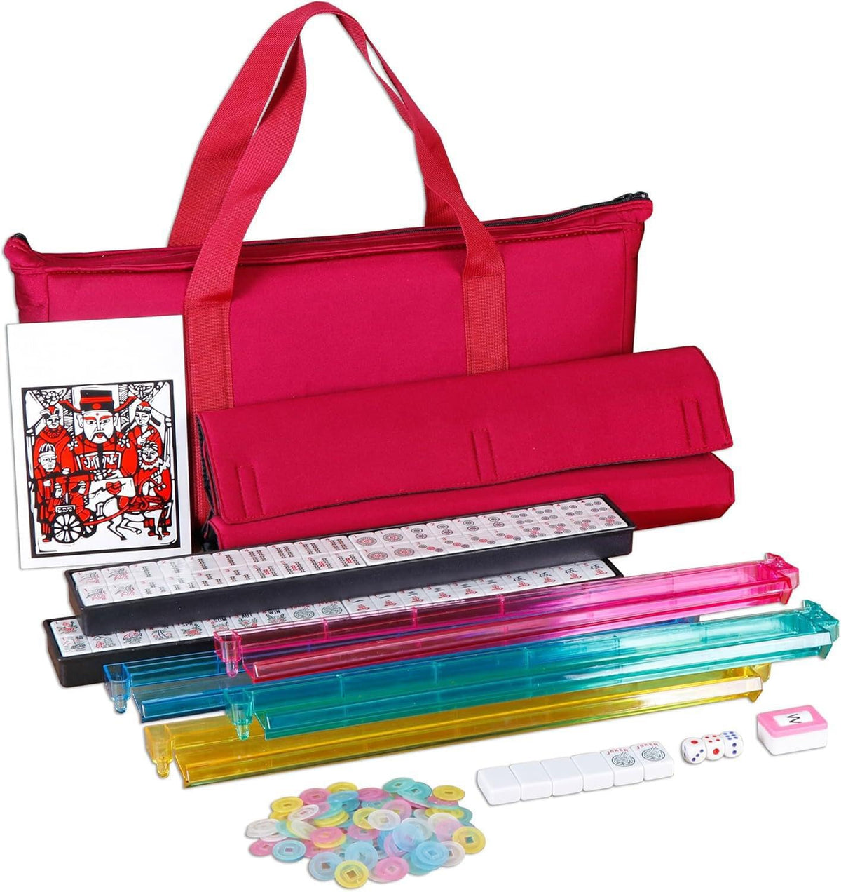 166 Tiles Mahjong Set with Racks Pushers Bag P74999