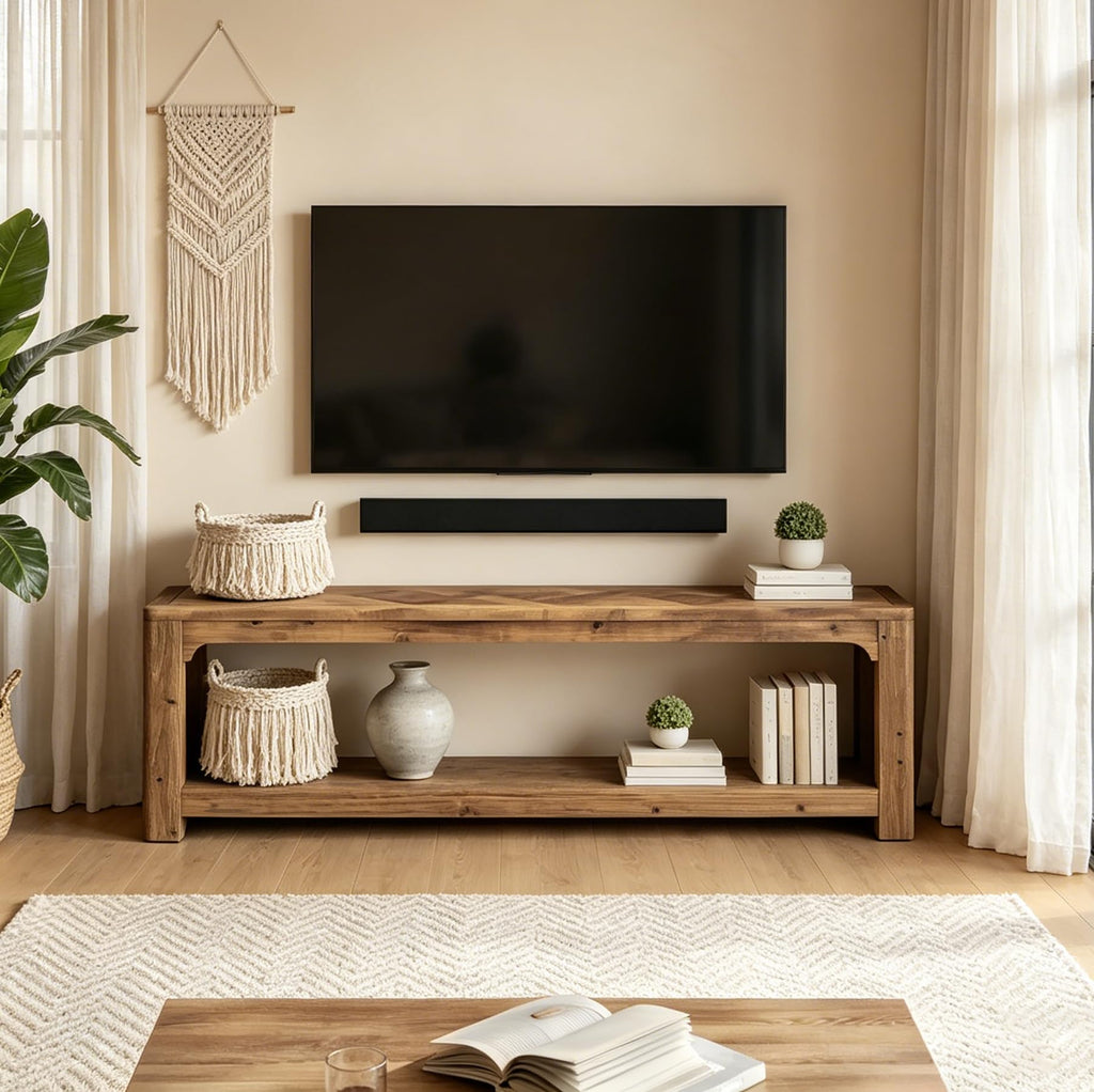 63" Solid Wood TV Stand D1897
