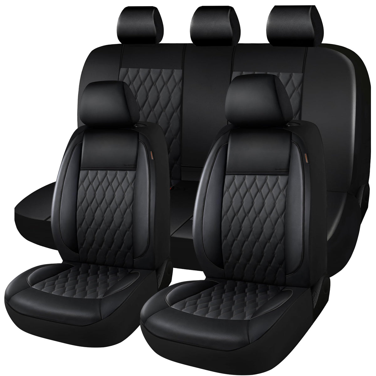 Faux Leather Car Seat Covers Full Set 5-Seat Black K35248
