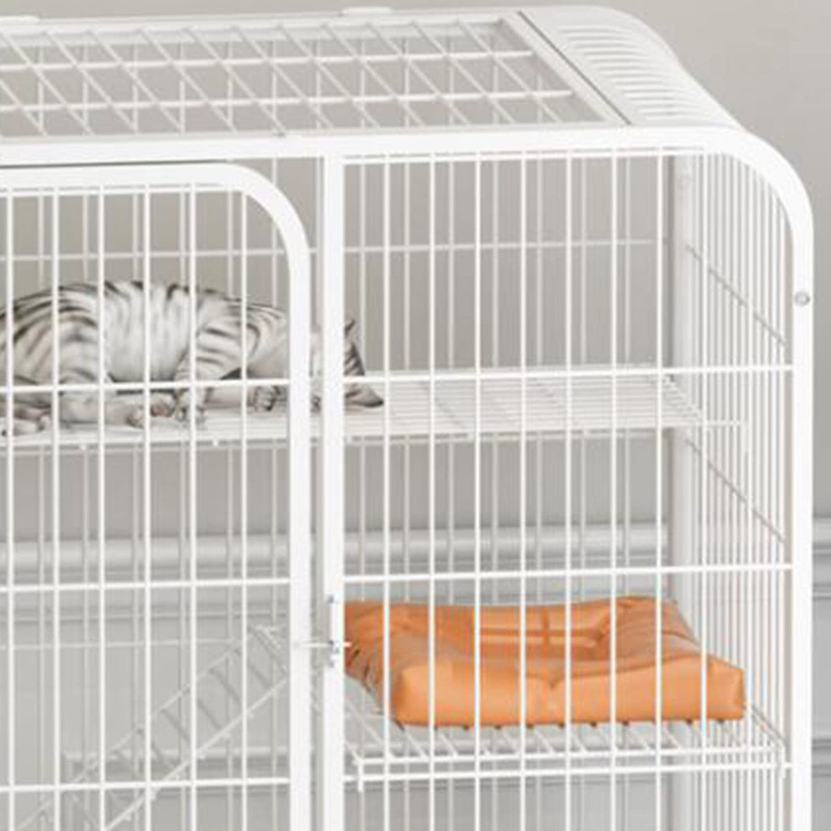 3-Tier Metal Wire Cat Cage with Hammock and Casters D8739