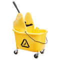 Rectangular Mop Bucket with Down Press Wringer Combo, 35-Quart, Yellow W891